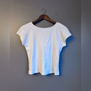 J.Crew Scoop Neck Cap Sleeve Top Size Large J Crew Cream Short Sleeve Ribbed Tee